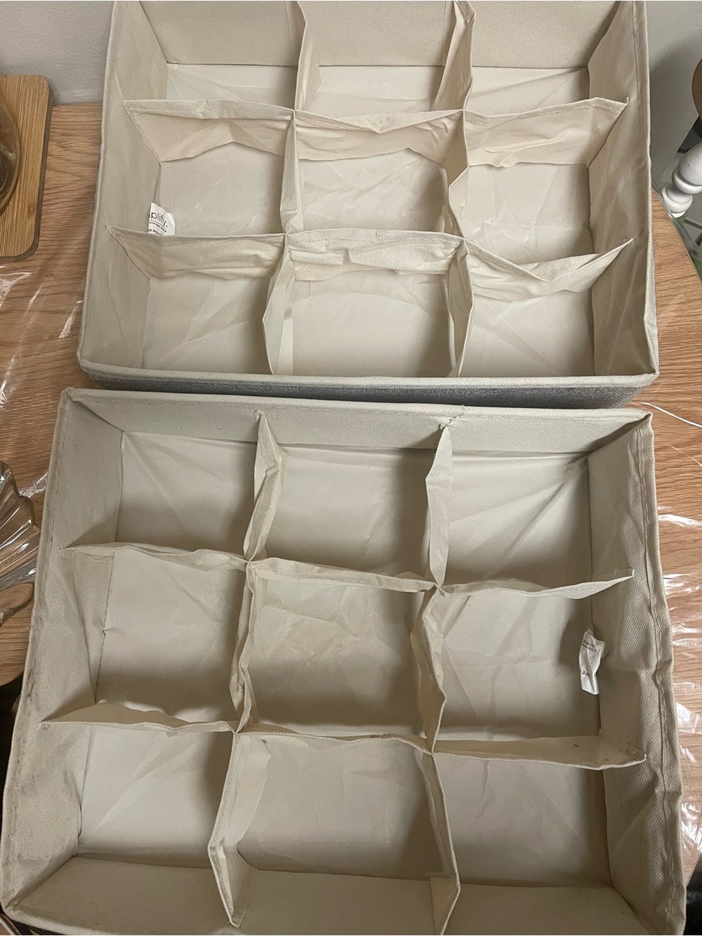 9-Compartment Fabric Storage Organizer - Cream